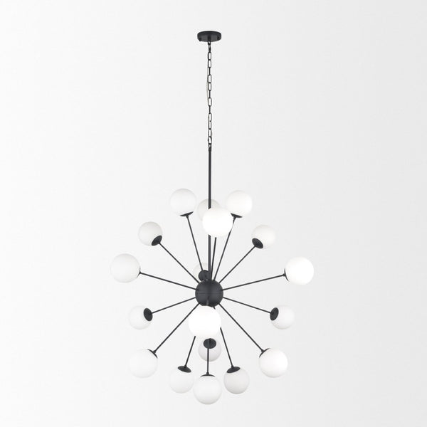 Mercana Barbara Chandelier: Mid-Century Modern Design with Frosted Glass Globes for Stunning Illumination Matte Black | 18 Light 70458