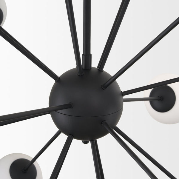 Mercana Barbara Chandelier: Mid-Century Modern Design with Frosted Glass Globes for Stunning Illumination Matte Black | 18 Light 70458
