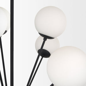 Mercana Barbara Chandelier: Mid-Century Modern Design with Frosted Glass Globes for Stunning Illumination Matte Black | 18 Light 70458