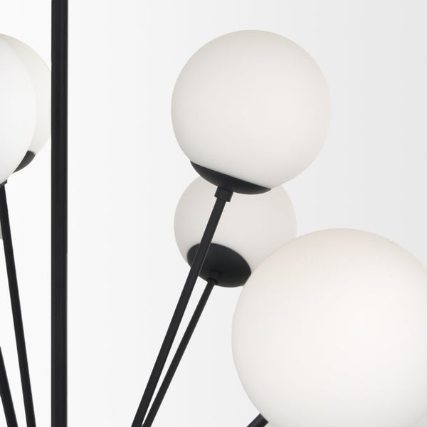 Mercana Barbara Chandelier: Mid-Century Modern Design with Frosted Glass Globes for Stunning Illumination Matte Black | 18 Light 70458