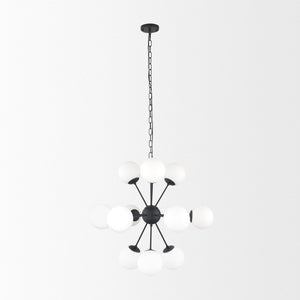 Mercana Barbara Brushed Gold Chandelier with Frosted Glass Globes - Modern Elegance for Any Space Matte Black | 11 Light 70459