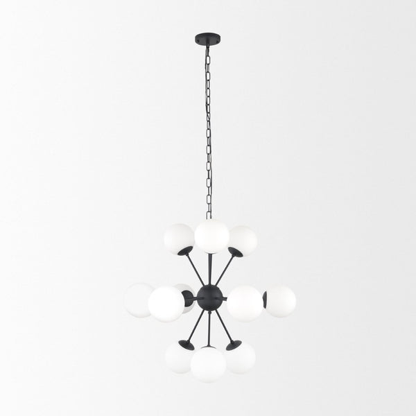 Mercana Barbara Brushed Gold Chandelier with Frosted Glass Globes - Modern Elegance for Any Space Matte Black | 11 Light 70459