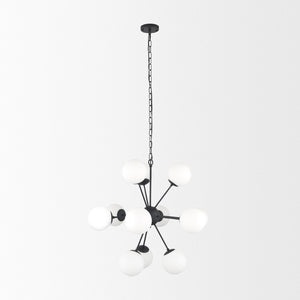Mercana Barbara Brushed Gold Chandelier with Frosted Glass Globes - Modern Elegance for Any Space Matte Black | 11 Light 70459