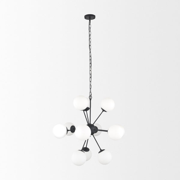 Mercana Barbara Brushed Gold Chandelier with Frosted Glass Globes - Modern Elegance for Any Space Matte Black | 11 Light 70459