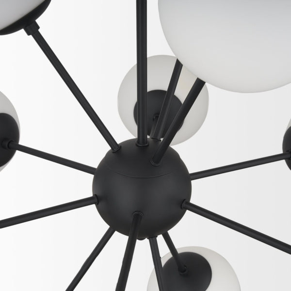 Mercana Barbara Brushed Gold Chandelier with Frosted Glass Globes - Modern Elegance for Any Space Matte Black | 11 Light 70459
