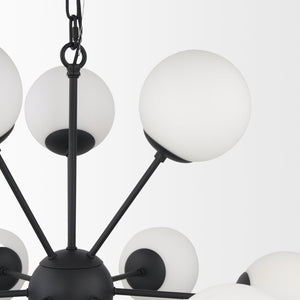 Mercana Barbara Brushed Gold Chandelier with Frosted Glass Globes - Modern Elegance for Any Space Matte Black | 11 Light 70459