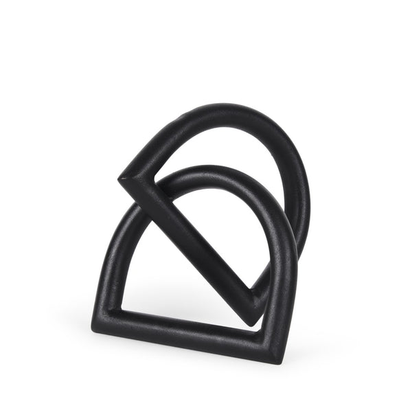 Mercana Locke Decorative Object in Matte Metal – Sculptural Accent for Modern Décor and Stylish Displays Small | Black 70526