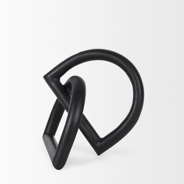 Mercana Locke Decorative Object in Matte Metal – Sculptural Accent for Modern Décor and Stylish Displays Small | Black 70526