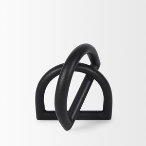 Mercana Locke Decorative Object in Matte Metal – Sculptural Accent for Modern Décor and Stylish Displays Small | Black 70526