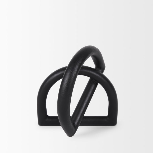 Mercana Locke Decorative Object in Matte Metal – Sculptural Accent for Modern Décor and Stylish Displays Small | Black 70526