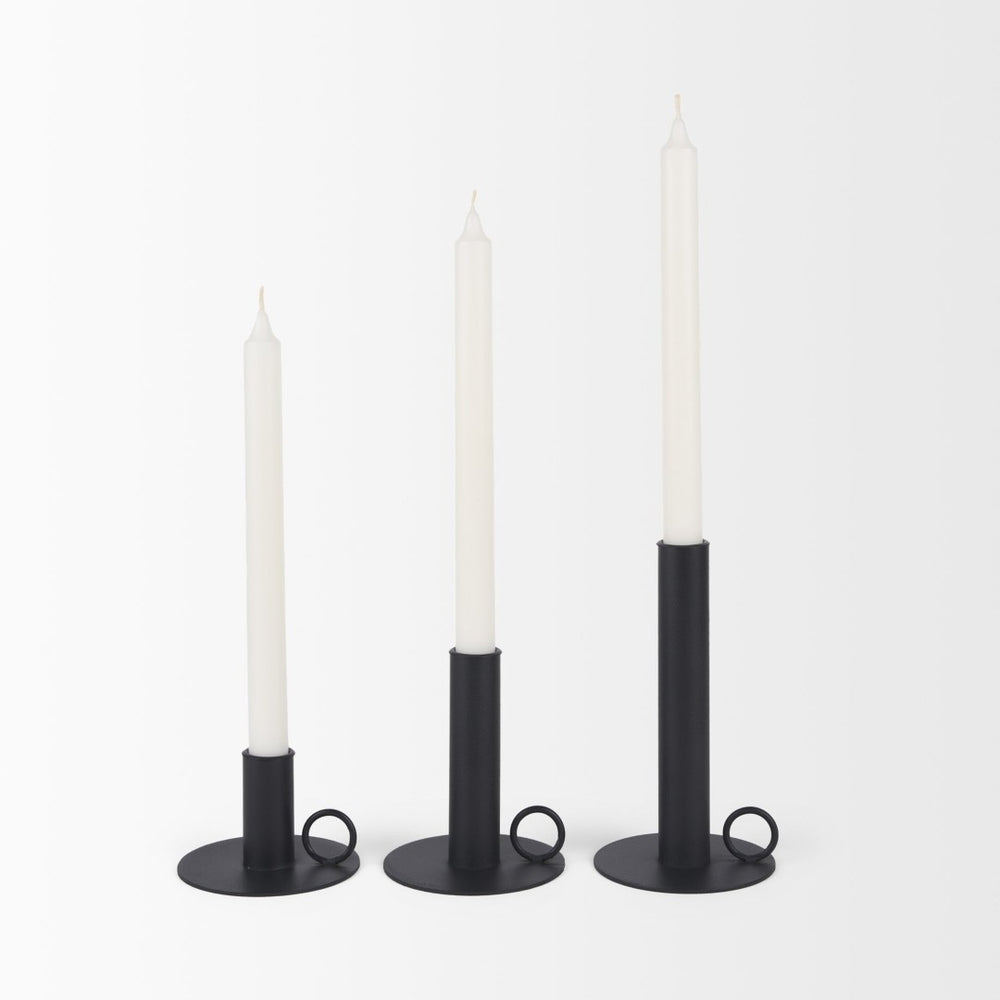 Mercana Noir Elegant Candle Holders Set of 3 - Vintage Charm Meets Modern Minimalism for Stunning Decor 70524