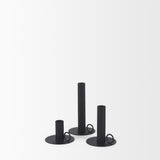 Noir Matte Black Metal Candle Holders (Set of 3) 70524 Mercana