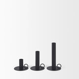 Noir Matte Black Metal Candle Holders (Set of 3) 70524 Mercana