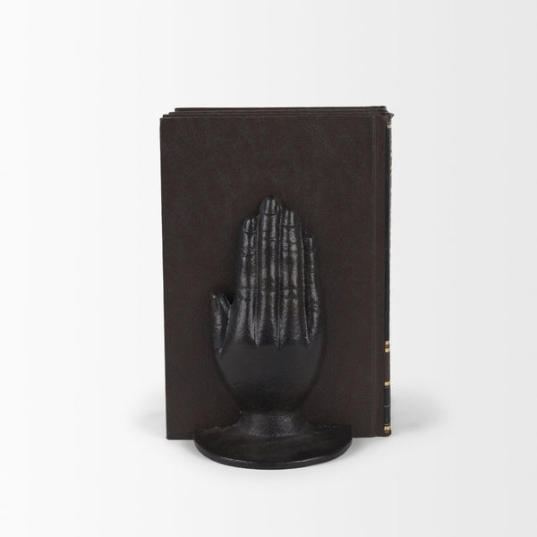Mercana Praying Hands Cast Iron Bookends – Elegant Religious Decor for Bookshelf or Office, Durable Support 70537