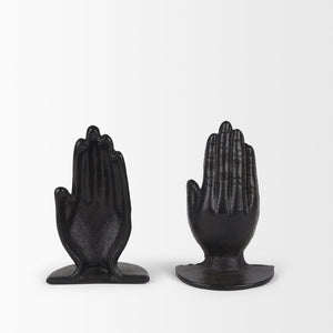 Mercana Praying Hands Cast Iron Bookends – Elegant Religious Decor for Bookshelf or Office, Durable Support 70537