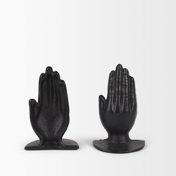 Mercana Praying Hands Cast Iron Bookends – Elegant Religious Decor for Bookshelf or Office, Durable Support 70537