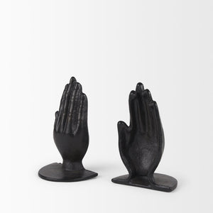 Mercana Praying Hands Cast Iron Bookends – Elegant Religious Decor for Bookshelf or Office, Durable Support 70537
