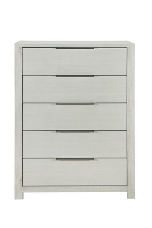 English Elm Jehoram Five Drawer Chest Neutral Beige Rubberwood Build for Bedroom Storage B2756P506264