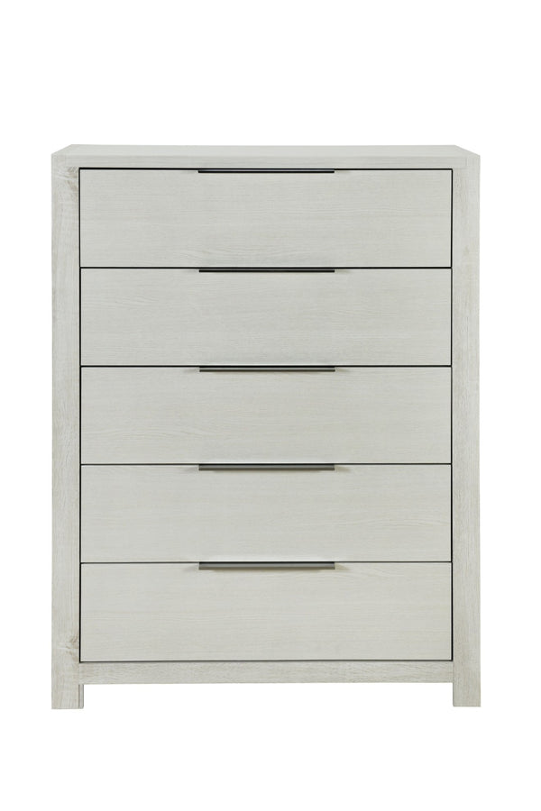 English Elm Jehoram Five Drawer Chest Neutral Beige Rubberwood Build for Bedroom Storage B2756P506264