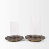 Mercana Vivian Gold Metal and Glass Hurricane Candle Holder (Set of 2) 70539