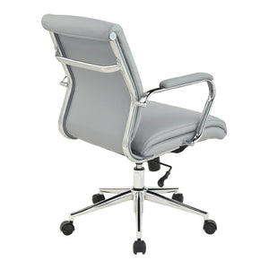 OSP Home Furnishings Mid Back Ergonomic Office Chair with Antimicrobial Fabric Chrome Arms and Lumbar Support Steel 920351C-R112