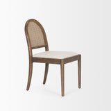 Mercana Elle Rounded Caneback Medium Brown Wood W/ Oatmeal Fabric Dining Chair 70411