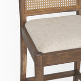 Mercana Elle Rounded Caneback Medium Brown Wood W/ Oatmeal Fabric Counter Stool 70412