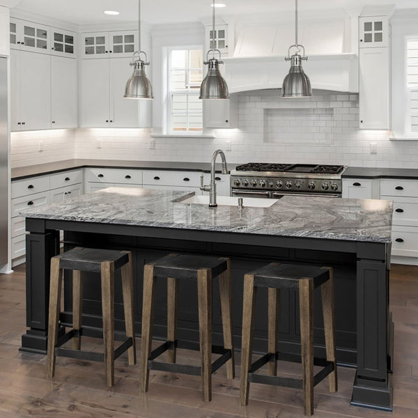 Mercana Nell 26" Industrial-Style Counter Stool with Solid Mango Wood Legs and Ergonomic Foot Rest Design Black Metal | Light Brown Wood | Counter 50507