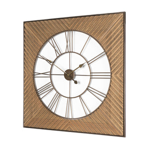 Mercana Rondell Light Brown Wood W/ Gold Metal Wall Clock 70602