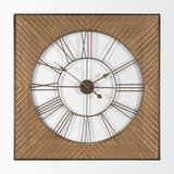 Mercana Rondell Light Brown Wood W/ Gold Metal Wall Clock 70602