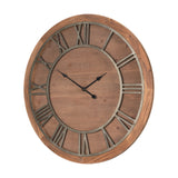 Raul Medium Brown Wood W/ Silver Metal Wall Clock