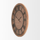 Mercana Raul Medium Brown Wood W/ Silver Metal Wall Clock 70603