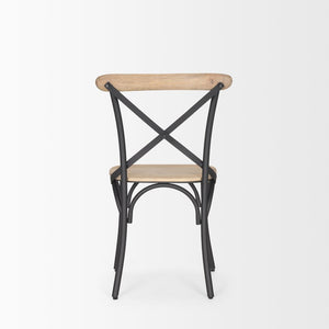 Mercana Etienne Rustic Industrial Dining Chair with Solid Wood Seat and Sturdy Iron Frame for Versatile Use Light Brown | Gunmetal 70588