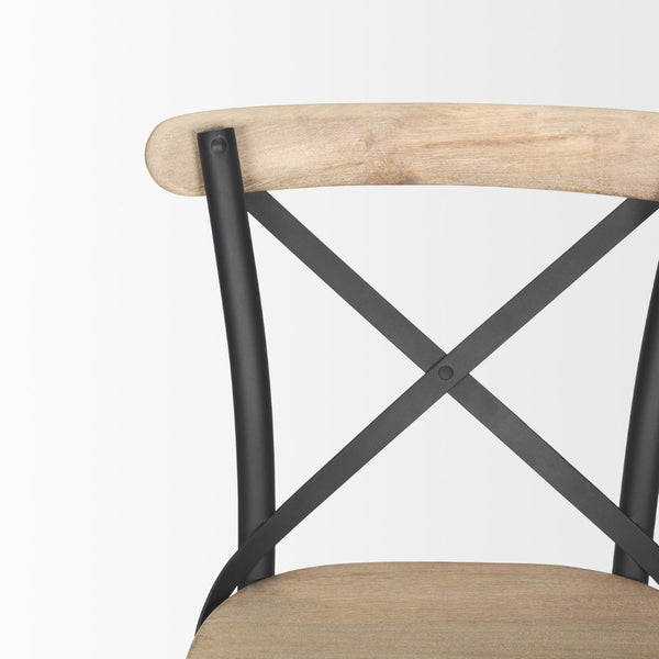 Mercana Etienne 26.25" Rustic Farmhouse Stool with Sturdy Iron Base for Stylish Kitchen and Bar Spaces Light Brown 70589