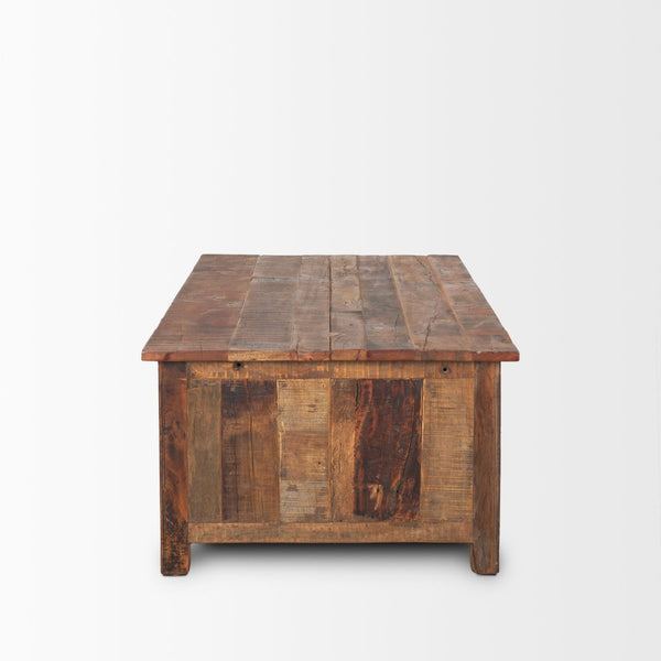 Mercana Wilton Rustic Coffee Table with 12 Unique Storage Drawers for Industrial and Farmhouse Decor 70496