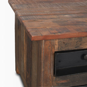 Mercana Wilton Rustic Coffee Table with 12 Unique Storage Drawers for Industrial and Farmhouse Decor 70496