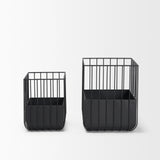 Mercana Verna Matte Black Wire Cage Metal Planters (Set of 2) 70536