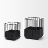 Mercana Verna Matte Black Wire Cage Metal Planters (Set of 2) 70536