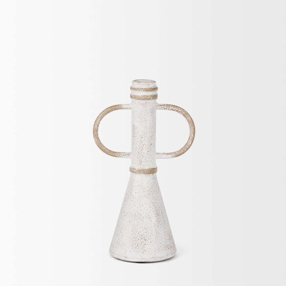 Mercana Ziva Distressed Metal Sculptural Object – Modern Accent for Minimalist and Vintage Home Decor White | Small 70534