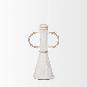 Mercana Ziva Distressed Metal Sculptural Object – Modern Accent for Minimalist and Vintage Home Decor White | Small 70534