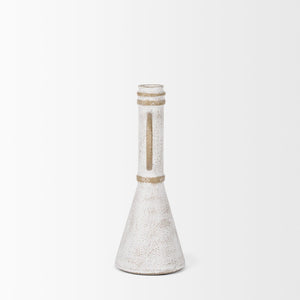 Mercana Ziva Distressed Metal Sculptural Object – Modern Accent for Minimalist and Vintage Home Decor White | Small 70534