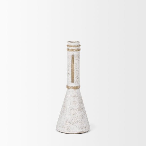 Mercana Ziva Distressed Metal Sculptural Object – Modern Accent for Minimalist and Vintage Home Decor White | Small 70534