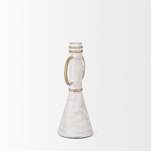 Mercana Ziva Distressed Metal Sculptural Object – Modern Accent for Minimalist and Vintage Home Decor White | Small 70534