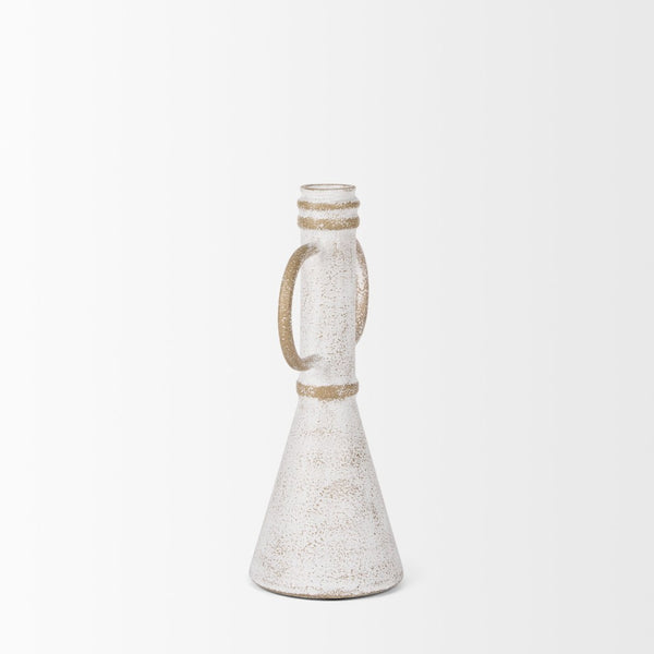 Mercana Ziva Distressed Metal Sculptural Object – Modern Accent for Minimalist and Vintage Home Decor White | Small 70534