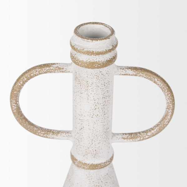Mercana Ziva Distressed Metal Sculptural Object – Modern Accent for Minimalist and Vintage Home Decor White | Small 70534