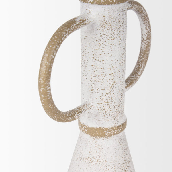 Mercana Ziva Distressed Metal Sculptural Object – Modern Accent for Minimalist and Vintage Home Decor White | Small 70534