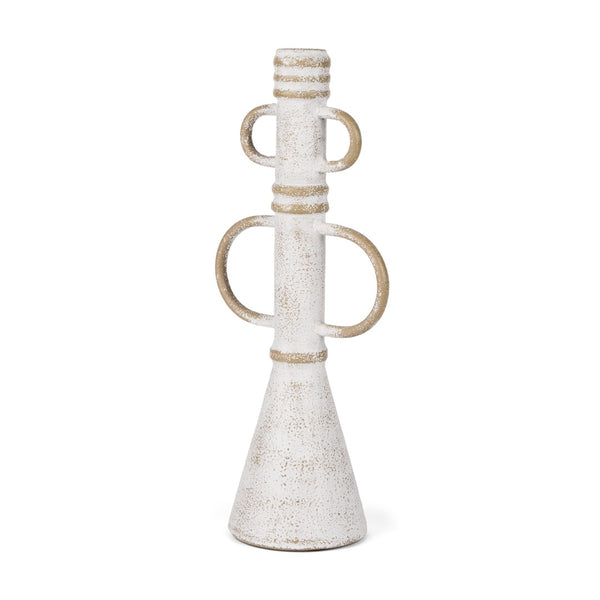 Mercana Ziva Distressed Metal Sculptural Object – Modern Accent for Minimalist and Vintage Home Decor White | Tall 70535
