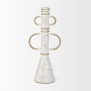 Mercana Ziva Distressed Metal Sculptural Object – Modern Accent for Minimalist and Vintage Home Decor White | Tall 70535
