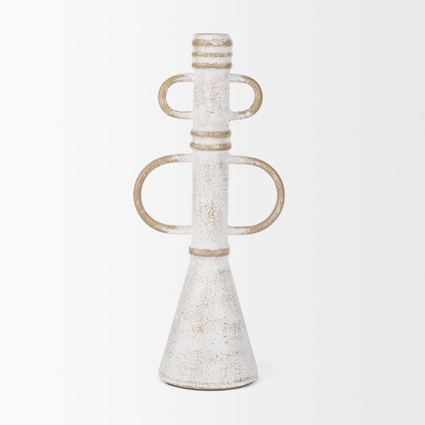Mercana Ziva Distressed Metal Sculptural Object – Modern Accent for Minimalist and Vintage Home Decor White | Tall 70535