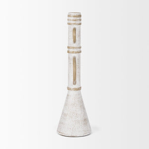 Mercana Ziva Distressed Metal Sculptural Object – Modern Accent for Minimalist and Vintage Home Decor White | Tall 70535